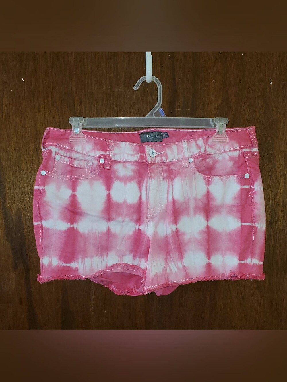 Torrid Pink Tie-Dye Denim Jean Shorts Sz 16